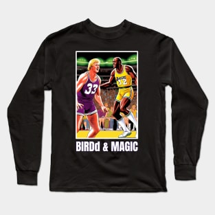 Larry Bird and Magic Johnson victor illustration design Long Sleeve T-Shirt